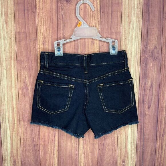 Old Navy Shorts Dark Blue Wash Fray Hem Snap Button Zip Fly Size 7 Slim - Picture 2 of 6